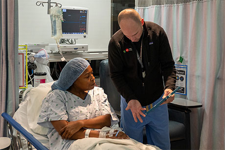 Olivia Fox transplant journey talking with doctor