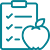 Apple with clipboard icon